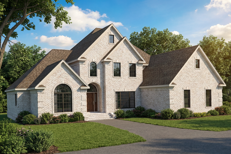 Exterior - Front Elevation 2 for European House Plan #17-293 - 3 bed, 2.5 bath
