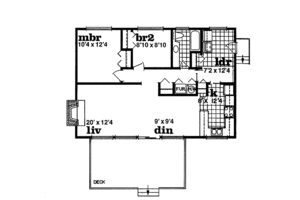 Floor Plan - Main Floor for Traditional House Plan #47-105 - 2 bed, 1 bath