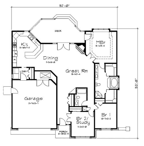 Ranch Floor Plan - Main Floor Plan #57-258