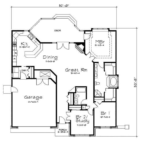 Architectural House Design - Ranch Floor Plan - Main Floor Plan #57-258