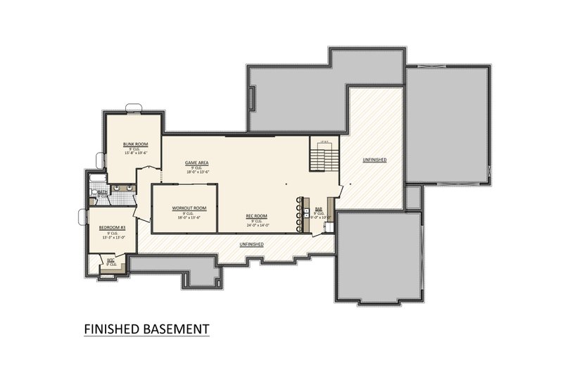 House Blueprint - Floor Plan - Lower Floor for Country House Plan #1089-37 - 3 bed, 2.5 bath