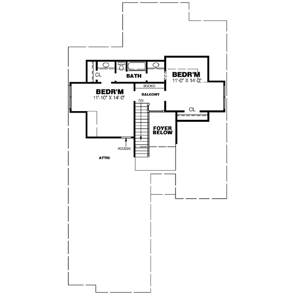 House Design - Southern Floor Plan - Upper Floor Plan #34-186