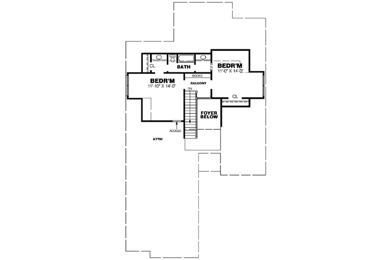 Home Plan - Floor Plan - Upper Floor for Southern House Plan #34-186 - 3 bed, 2 bath