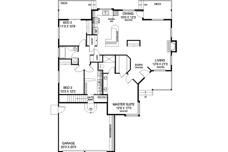 House Plan Design - Floor Plan - Main Floor for Traditional House Plan #60-269 - 3 bed, 2 bath