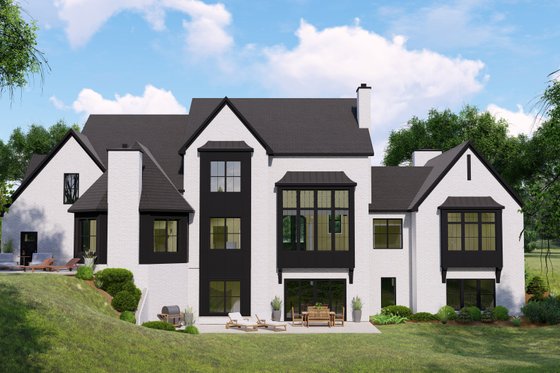 Exterior - Rear Elevation for European House Plan #1064-125 - 4 bed, 3.5 bath