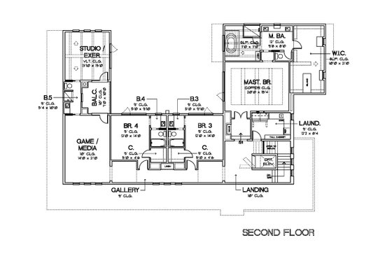 Floor Plan - Upper Floor for Contemporary House Plan #449-21 - 4 bed, 5.5 bath