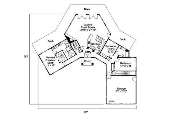 Floor Plan - Main Floor for Ranch House Plan #124-952 - 3 bed, 2 bath
