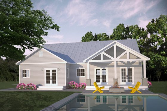 Exterior - Rear Elevation 4 for Ranch House Plan #427-11 - 3 bed, 2 bath
