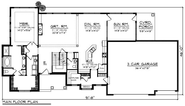 Home Plan - Craftsman Floor Plan - Main Floor Plan #70-1286