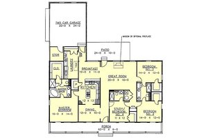 Floor Plan - Main Floor for Southern House Plan #44-107 - 4 bed, 3 bath