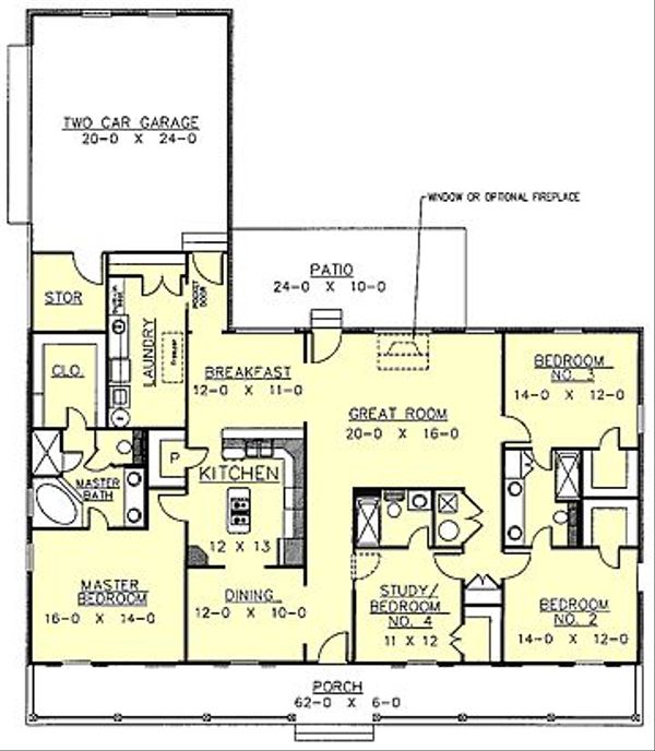 House Plan Design - Southern Floor Plan - Main Floor Plan #44-107
