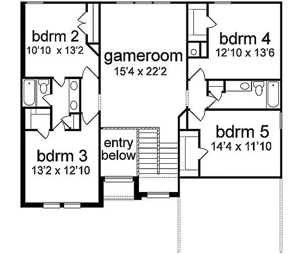 Traditional Floor Plan - Upper Floor Plan #84-189