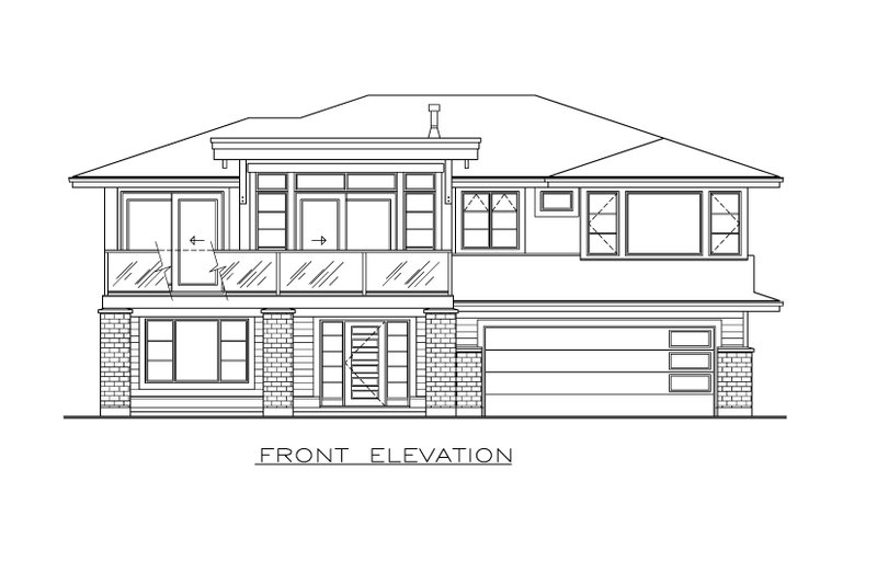 Home Plan - Exterior - Front Elevation 3 for Modern House Plan #1100-34 - 3 bed, 2 bath