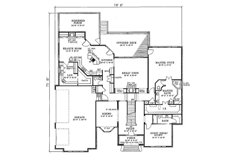 Architectural House Design - Floor Plan - Main Floor for European House Plan #17-2006 - 4 bed, 5 bath