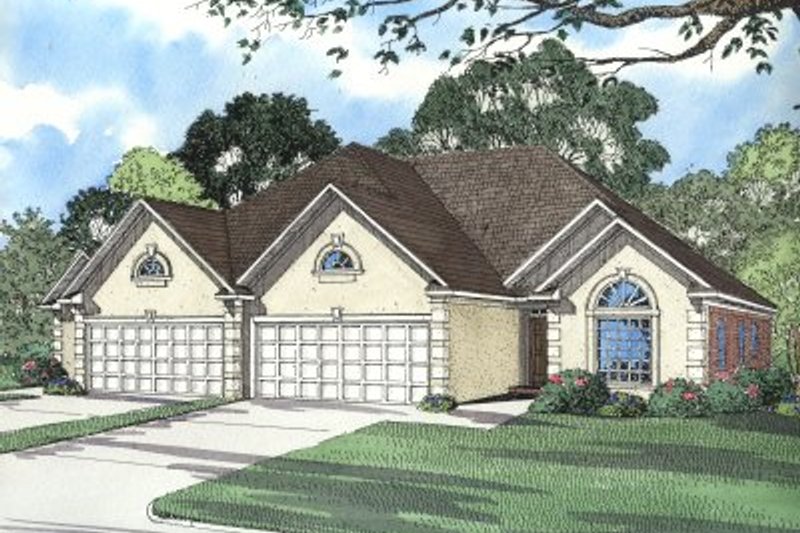 Architectural House Design - Mediterranean Exterior - Front Elevation Plan #17-1073