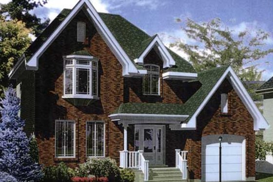 Exterior - Front Elevation for European House Plan #138-277 - 3 bed, 1.5 bath