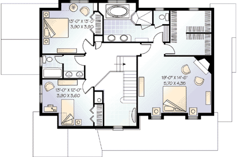 Architectural House Design - Floor Plan - Upper Floor for European House Plan #23-531 - 3 bed, 2.5 bath