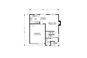 Floor Plan - Main Floor for Craftsman House Plan #53-589 - 3 bed, 2.5 bath