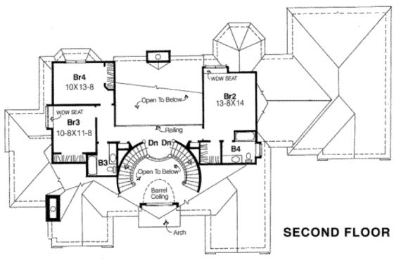 Floor Plan - Upper Floor for European House Plan #334-114 - 4 bed, 3.5 bath