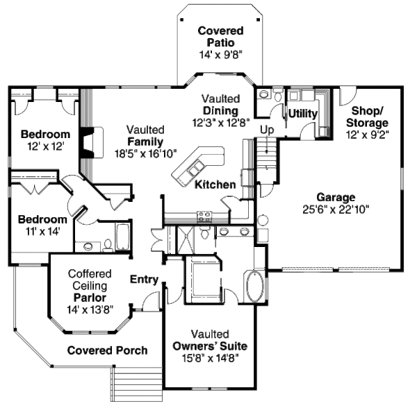 Craftsman Floor Plan - Main Floor Plan #124-628