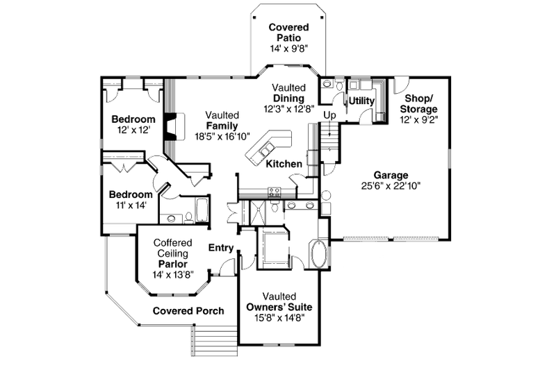 Home Plan - Floor Plan - Main Floor for Craftsman House Plan #124-628 - 3 bed, 2.5 bath