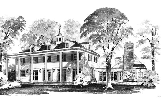 Exterior - Rear Elevation 3 for Colonial House Plan #72-184 - 5 bed, 3.5 bath