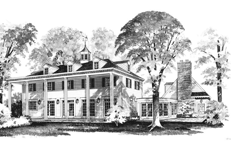 House Plan Design - Exterior - Rear Elevation 3 for Colonial House Plan #72-184 - 5 bed, 3.5 bath