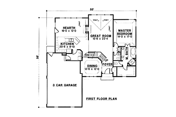Floor Plan - Main Floor for Traditional House Plan #67-141 - 4 bed, 3 bath