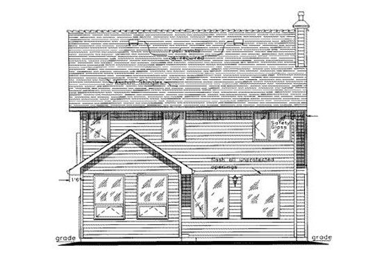 Exterior - Rear Elevation for Tudor House Plan #18-4514 - 3 bed, 3 bath