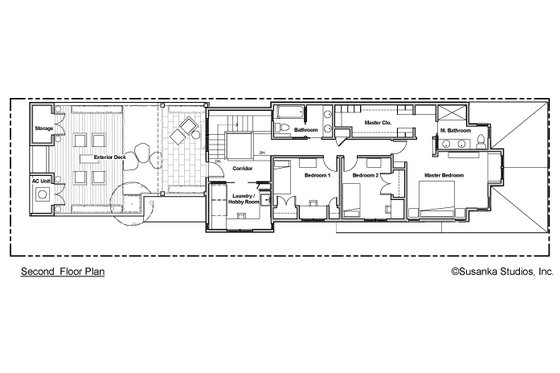 Floor Plan - Upper Floor for Craftsman House Plan #454-12 - 3 bed, 3 bath