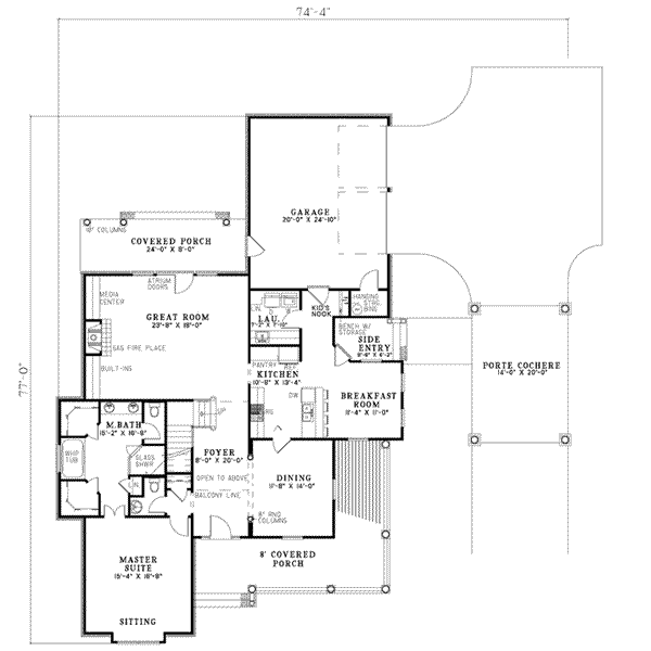 Home Plan - Southern Floor Plan - Main Floor Plan #17-2191