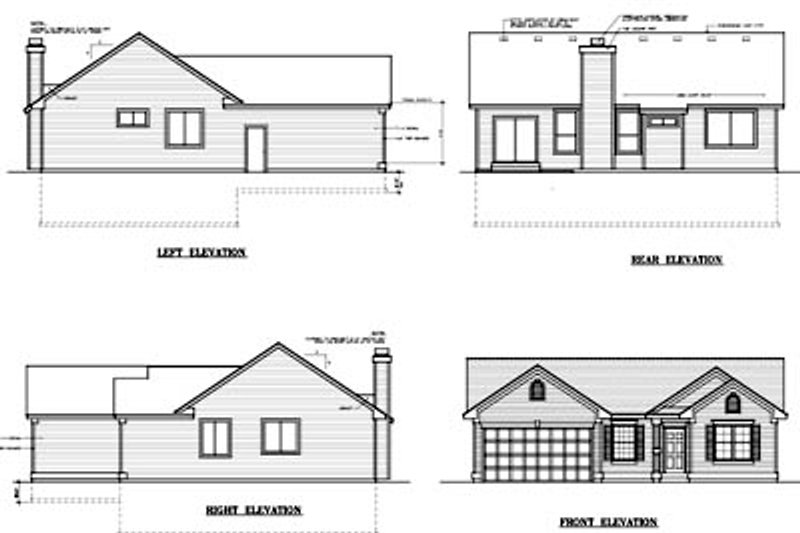 Dream House Plan - Exterior - Rear Elevation for Ranch House Plan #100-412 - 3 bed, 2 bath