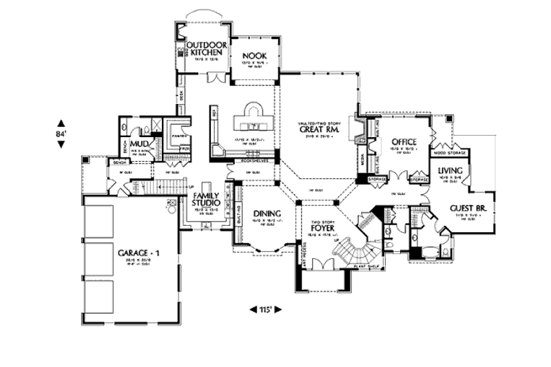 Home Plan - Floor Plan - Main Floor for European House Plan #48-257 - 5 bed, 6.5 bath
