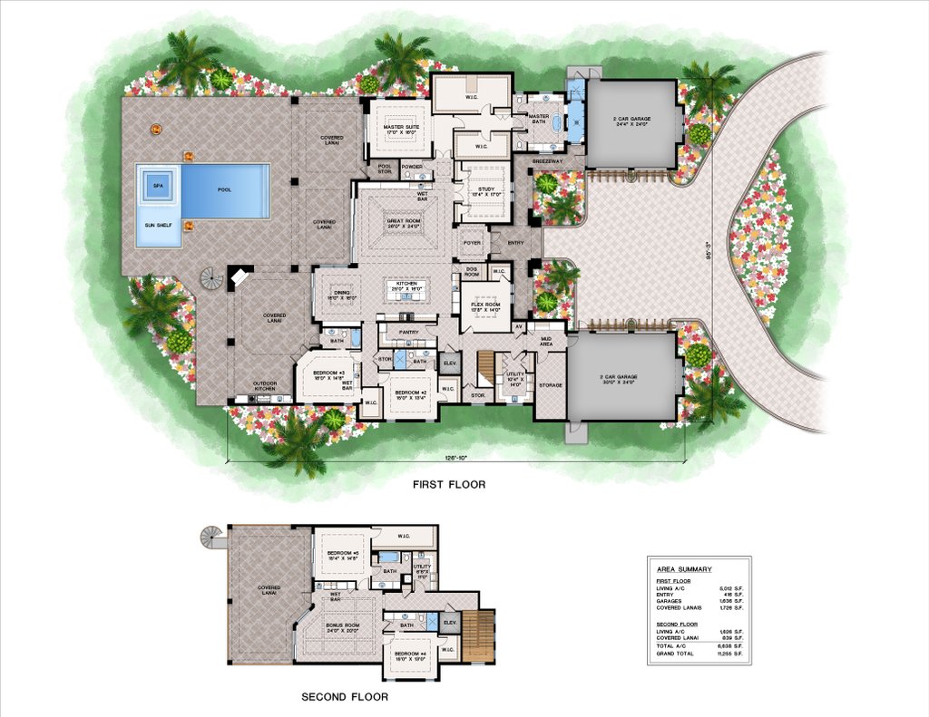 Contemporary Style House Plan - 7 Beds 5.5 Baths 6638 Sq/Ft Plan #1083 ...