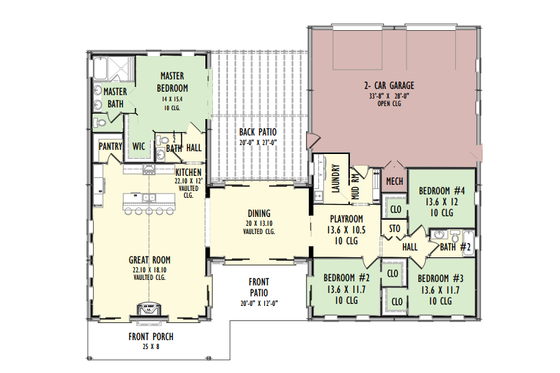 Floor Plan - Main Floor for Barndominium House Plan #1092-41 - 4 bed, 2.5 bath