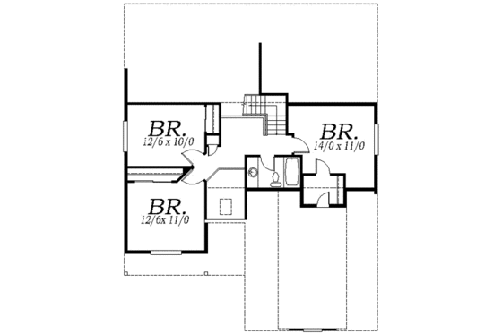 Floor Plan - Upper Floor for Craftsman House Plan #130-104 - 4 bed, 2.5 bath