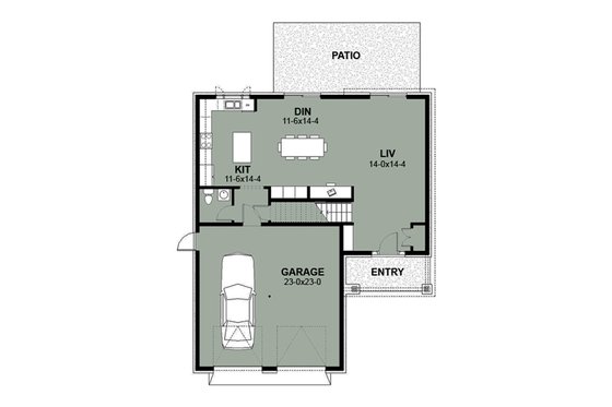 Floor Plan - Main Floor for Craftsman House Plan #497-2 - 3 bed, 2.5 bath