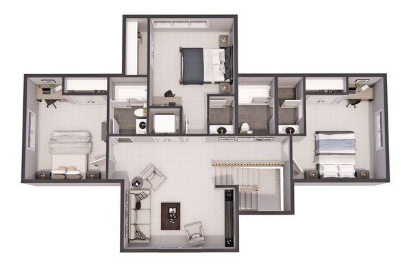 Traditional Floor Plan - Upper Floor Plan #51-1298