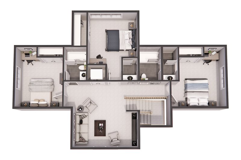 Home Plan - Floor Plan - Upper Floor 1 for Traditional House Plan #51-1298 - 4 bed, 3.5 bath