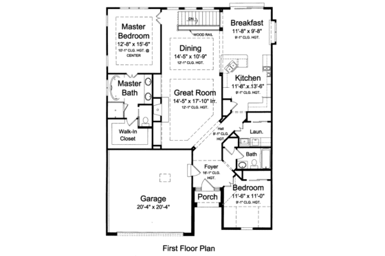Floor Plan - Main Floor for European House Plan #46-446 - 2 bed, 2 bath