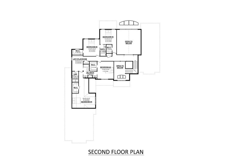 House Blueprint - Floor Plan - Upper Floor for Craftsman House Plan #1089-26 - 5 bed, 4 bath