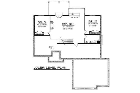 Floor Plan - Lower Floor for Traditional House Plan #70-819 - 5 bed, 3.5 bath