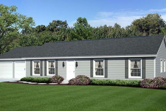 Exterior - Front Elevation for Ranch House Plan #312-356 - 3 bed, 2 bath