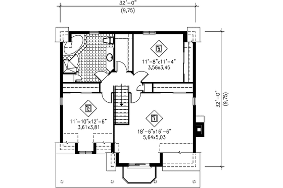 Floor Plan - Upper Floor for Country House Plan #25-2148 - 4 bed, 1.5 bath