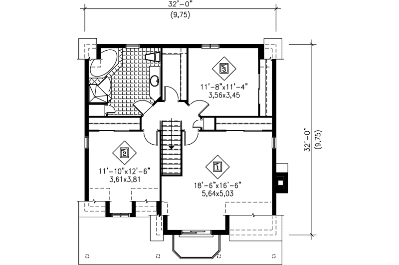 House Design - Floor Plan - Upper Floor for Country House Plan #25-2148 - 4 bed, 1.5 bath