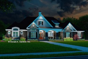 Exterior - Front Elevation 3 for European House Plan #929-1023 - 4 bed, 3 bath
