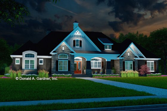 Exterior - Front Elevation 3 for European House Plan #929-1023 - 4 bed, 3 bath