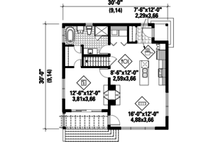 Floor Plan - Main Floor 1 for Contemporary House Plan #25-4578 - 1 bed, 1 bath