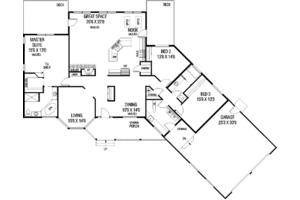 Floor Plan - Main Floor for Ranch House Plan #60-406 - 3 bed, 2 bath