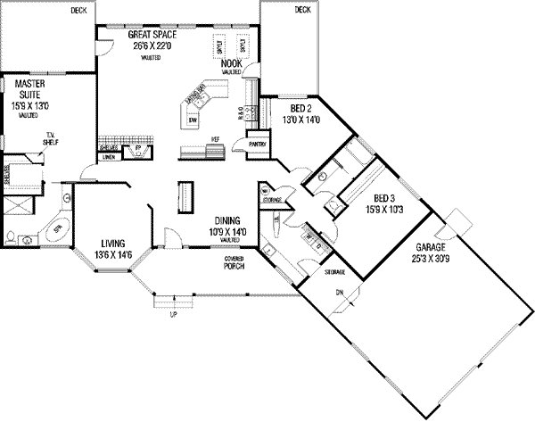 Dream House Plan - Ranch Floor Plan - Main Floor Plan #60-406